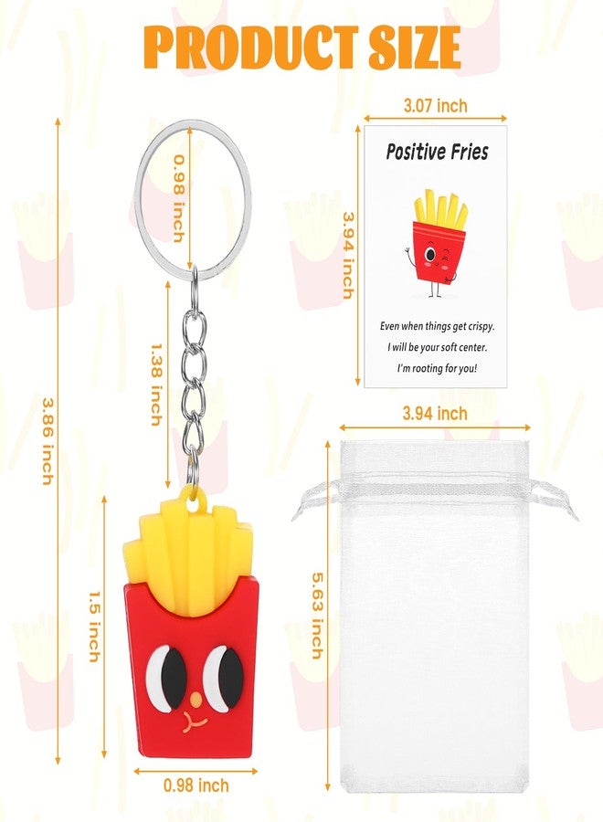 DONQTWAY 30 Sets Positive Fries Keychain Set Fries Funny Keychain with Positive Card Organza Bag Employee Appreciation Gifts Bulk for Motivational gifts Staff Teacher Student Christmas Party Favors - Image 2